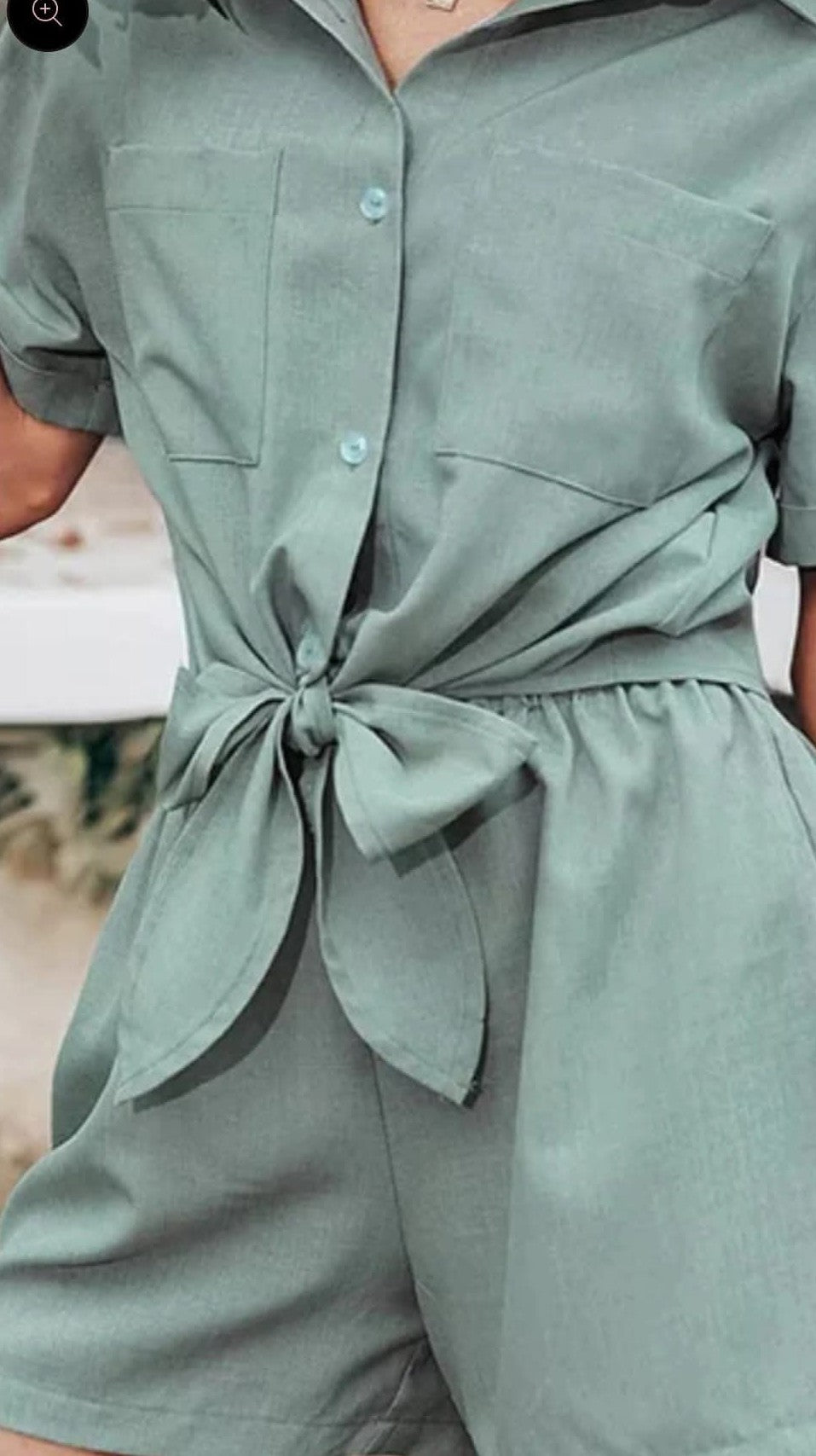 Green Textured Short Set