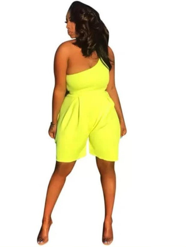 Neon One Shoulder Romper