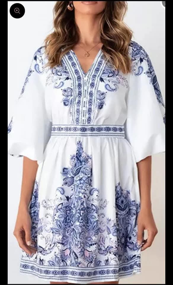 Floral Sleeve Puffed Dress