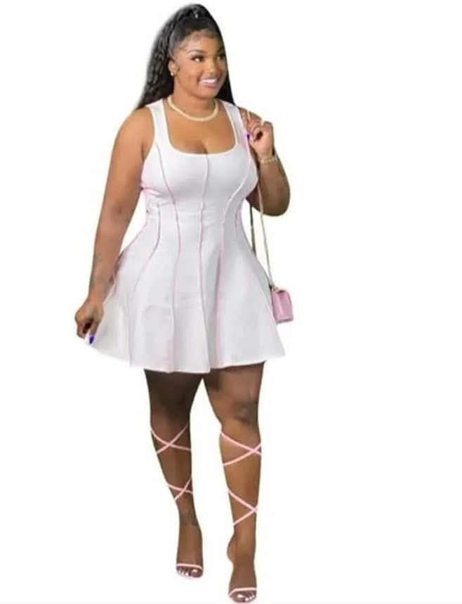 White + Pink Plus Dress