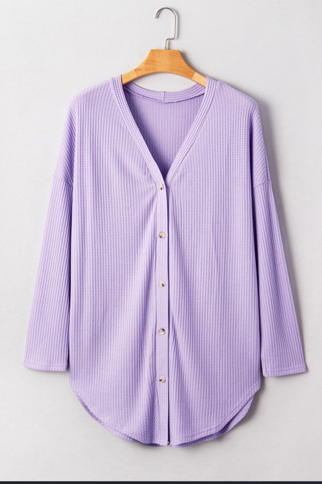 Waffle Knit Button Front Cardigan