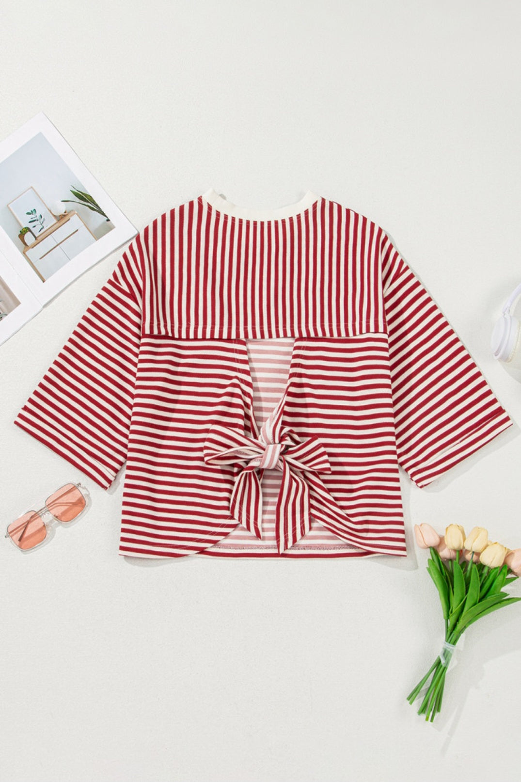 Drop Shoulder Cutout Back Tee