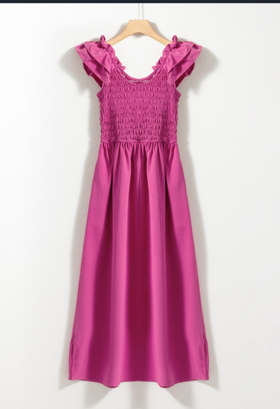 Ruffled Sleeve Smocked Dress