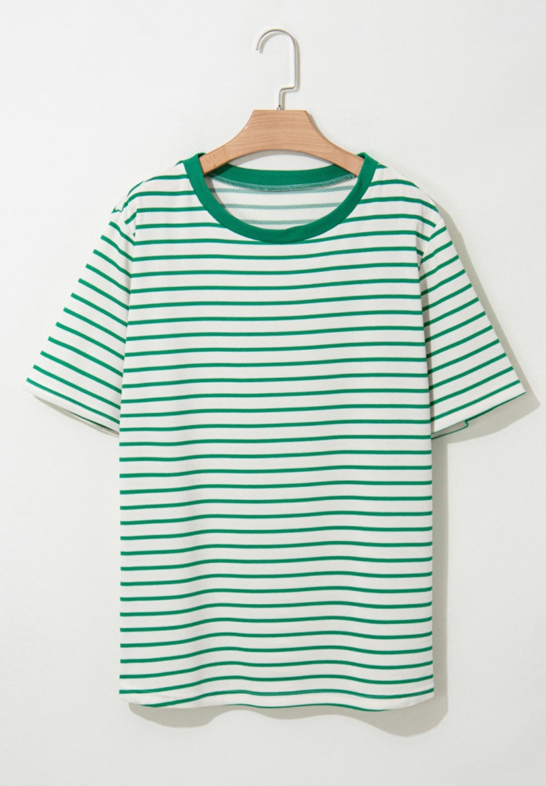 Plus Beige and White Stripe Shirt